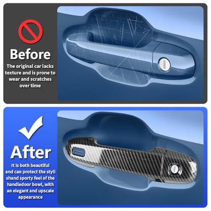 Car Chrome Carbon Fiber Style Door Handle Cover Trim Panel for Subaru Crosstrek 2018-2025，Impreza 2019-2025，Forester 2019-2024，WRX 2022-2025 ，Ascent 2019-2025 Auto Exterior Accessories Kit
