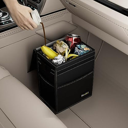 K KNODEL 2 Gallon Black Leak-Proof Waterproof Car Trash Can with Lid (Pack of 2) - color: Black, size: Medium (Pack of 2)