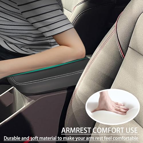 Car Armrest Cover Waterproof Center Console Pad Scratch Resistance Box Cover Anti-Scratch Leather Protector Pad for Chevy Trax 2024 2025 2026 Accessories(Black + White Stitches) - color: Black + White Stitches