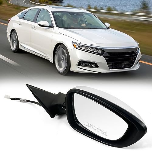 Right Passenger Side Door Mirror For Honda Accord LX, Sport 2018-2022 丨 Power 丨 Non-Heated No-Turn signal Match to Platinum White Pearl Replaces HO1321328 76208-TVA-A02 (3pin) - color: Platinum White Pearl, size: 3Pins-Right