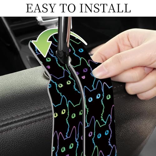 PU Leather Car Seat Hook, Storage Headrest Hanger, Cute Car Backseat Organizer, Car Hooks for Purses and Bags Neon Cat Eyes - color: Neon Cat Eyes