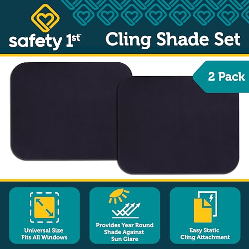 Safety 1st Cling Car Window Shades for Baby, 2 Pieces, Sun Blocker and UV Protection, Static Cling Privacy Shade, Black Tint - size: Pack of 2