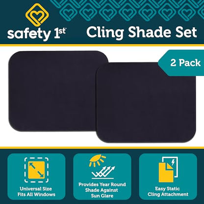 Safety 1st Cling Car Window Shades for Baby, 2 Pieces, Sun Blocker and UV Protection, Static Cling Privacy Shade, Black Tint - size: Pack of 2
