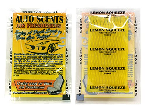 Individually Wrapped - Professional Car Air Freshener Pads - Remove Smells & Add Ambience (15 Per Pack) (Lemon Squeeze) - color: Lemon Squeeze