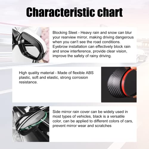 2Pcs Carbon Fiber Side Mirror Rain Visor Guard, Universal for Cars, Trucks and SUVs (Black) - color: Carbon fiber