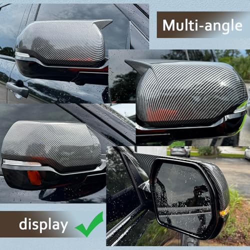 AUCERAMIC Stick-on Mirror Cover Caps Fit 2022-2024 for Toyota Tundra 2023-2024 for Sequoia 3.4L Door Side View Mirror Back Cover Cap Overlay (Carbon Fiber) - style: Carbon Fiber