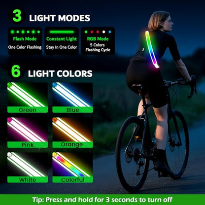 Reflective Sash Gear for Walking at Night,Flashing LED Reflective Belt Safety Lights for Walkers Night Dog Walking Biking Running,High Visibility Rechargeable With Wear 2 Ways for Men Women - color: Green