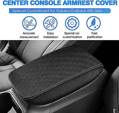 Autorder Center Console Cover for Subaru Outback 2020-2025 Accessories Armrest Cover Carbon Fiber Anti-Scratch Middle Console Pad Leather Armrest Protector - size: Subaru Outback 2020-2025