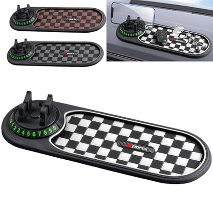 Multifunction Car Anti-Slip Mat, 3-in-1 Rotating Dashboard Mat, Large Storage Pad, Anti-Slip Phone Holder, 360° Rotating Mount with Parking Number (White) - color: White