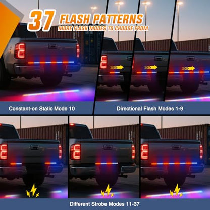 Nilight 60 Inch Emergency Strobe Light Strips with Controller, 384LED Flashing Warning Hazard Safety Rear Window Tailgate Lights for Truck Trailer Construction Plow Pickup Tow SUV Vehicles, Red Blue - color: 60" Tailgte Strobe w/ Controller Red Blue