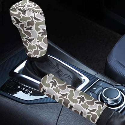 Handbrake and Gear Shift Knob Cover 2 Piece Automobile Hand Brake Cover Car Interior Accessories - color: Duck Camo Print-A