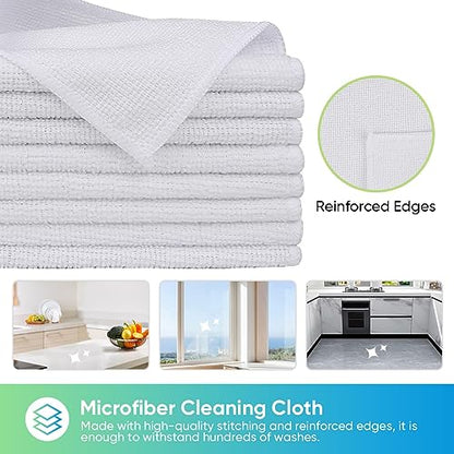 HOMEXCEL White Microfiber Cleaning Cloth, 24 Pack Cleaning Towels for Kitchen, Lint Free, Scratch-Free, Highly Absorbent, and Reusable Cleaning Rags for House, Window and Glass, Cars, 11.5 X11.5 inch - color: White