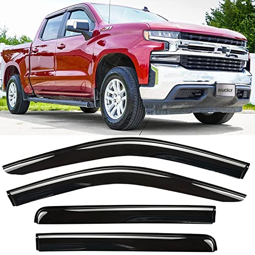 Side Window Visors Rain Guards Vent Deflectors for 2019-2025 Chevrolet Silverado/GMC Sierra 1500 Crew Cab 2022 LTD, 2020-2025 Silverado/Sierra 2500HD 3500HD Crew Cab, Pickup Truck Accessories 94805 - size: Compatible with Silverado/Sierra 1500 Crew 2019-2