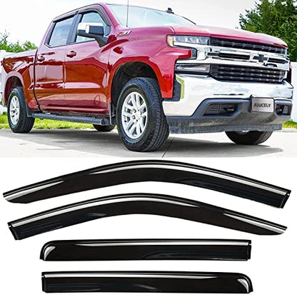 Side Window Visors Rain Guards Vent Deflectors for 2019-2025 Chevrolet Silverado/GMC Sierra 1500 Crew Cab 2022 LTD, 2020-2025 Silverado/Sierra 2500HD 3500HD Crew Cab, Pickup Truck Accessories 94805 - size: Compatible with Silverado/Sierra 1500 Crew 2019-2