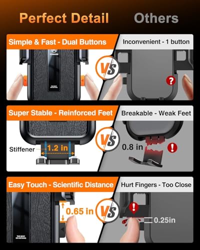 VANMASS 2026 Car Phone Holder【Military-Grade Strongest 90+LBS Suction】Phone Holder for Your Car Dashboard Windshield Vent Cell Phone Mount Truck Stand Cradle for iPhone 17 Pro Max 16 15 14 13 Android