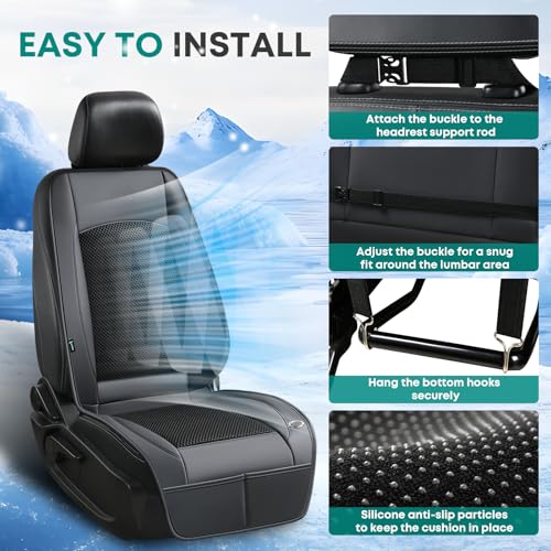 FLORICH Cooling Car Seat Cover Front Seat, 12V-24V Ventilated Seat Cushion, Cooling Car Seat Cushion with 2 Powerful Turbo Fans 3-Speed Adjustable for Summer Driving, Universal Fit for Car SUV Truck - color: Black
