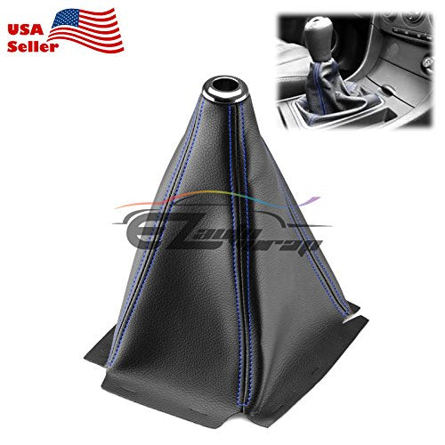 EZAUTO WRAP Universal Shift Knob Shifter Boot Cover Black with Blue Stitches PVC Leather MT at Sport PVC Leather - color: With Blue Stitches