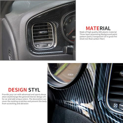 crosselec Carbon Fiber Center Consoles Dashboard Instrument Gauge Cluster Dash Air Vent Panel Kit Cover Trim Garnish Bezel for for Dodge Charger 2015-2023 (Black Carbon Fiber) - color: black carbon fiber