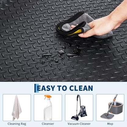 7.5 x 16 FT Garage Floor Mat, 2.8mm Thickened Flooring Roll Diamond Plate PVC Rubber Trailer Mat, Non-Slip Floor Protector Mat for Garage, Warehouse, Gyms, Trailer, SUV