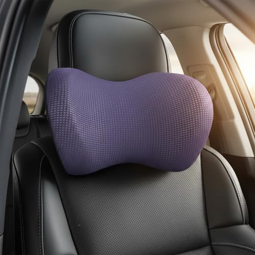 Really Cushiony Car Headrest Pillow, Car Pillow for Driving Seat with Adjustable Strap, Breathable Removable Cover & Ergonomic Design - Softness Office Travel Car Neck Pillow(Purple, 1PC) - color: Purple