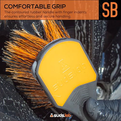 Suds Lab Wheel Spoke Brush Rubberized Handle Soft Bristle Car Detailing Wheel Brush, Rim, Wheel, Dust Cleaner Brush