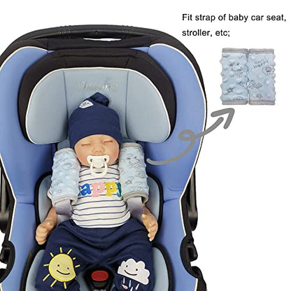 DODO NICI car seat Strap Cover for Baby, seat Belt Cover Cushion, Belt Pads fit Baby Carrier/Pushchair/Stroller, Cozy Peace Dotted Minky, Blue - color: Blue animals