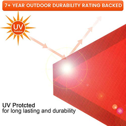 3 Pieces Slow Moving Vehicle Sign Triangle with Reflective Tape Plastic Sign Diamond Grade Reflective for Golf Cart Cars, 14 x 12 Inch(Red and Orange)