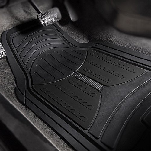 FH Group Monster Eye Full Set Rubber Floor Mats w. Trimmable Vinyl Trunk Liner/Cargo Mat Black- Fit Most Car, Truck, SUV, or Van (Black) F11313- F16403 - color: Solid Black, style: Floor Mat + Cargo Mat Set