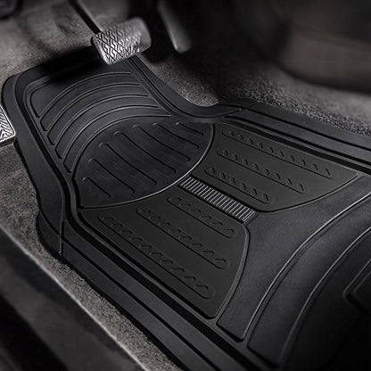 FH Group Monster Eye Full Set Rubber Floor Mats w. Trimmable Vinyl Trunk Liner/Cargo Mat Black- Fit Most Car, Truck, SUV, or Van (Black) F11313- F16403 - color: Solid Black, style: Floor Mat + Cargo Mat Set