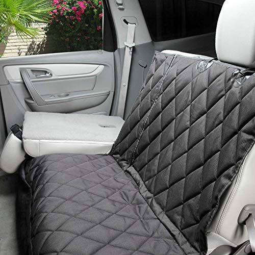 4Knines Dog Hammock for Cars, SUVs, and Small Trucks (Regular Size, Black) – Rear Seat Cover for 60/40 Split Bench w/Armrest & Seatbelt Access – Heavy Duty, Waterproof, Easy Install, Machine Washable - color: Black, size: Regular