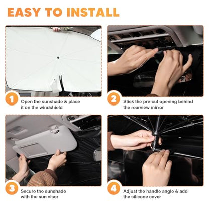 KUST Sun Shade Umbrella for Toyota 4Runner 2010-2024 | Custom Fit Windshield Sunshade | Foldable Sunshade with Bendable Handle | Blocks Heat & UV Rays Keep Car Cool Sunshield - size: For 4runner 10-24