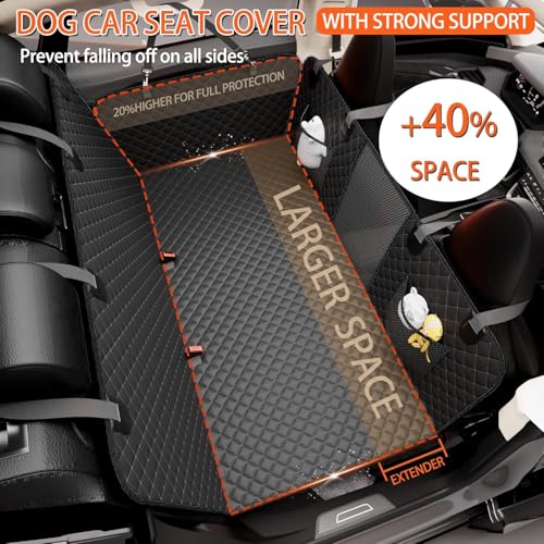 Chilino Back Seat Extender for Dogs - Large Space, Waterproof Dog Car Seat Cover for Back Seat with Hard Bottom Holds 420lbs, Upgraded Material Waterproof Pet Car Bed Dog Hammock for Car, SUV,Truck - color: Black