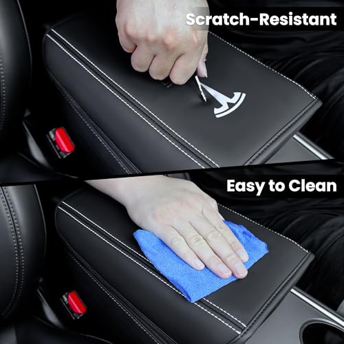 Car Middle Center Console Cover for Tesla Model 3/ Model 3 Highland/Model Y/Y Juniper/YL Accessories Waterproof Middle Arm Rest Cover,Scratch-Resistant Protector Pad