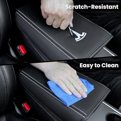 Car Middle Center Console Cover for Tesla Model 3/ Model 3 Highland/Model Y/Y Juniper/YL Accessories Waterproof Middle Arm Rest Cover,Scratch-Resistant Protector Pad