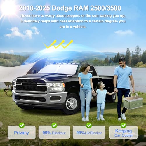 6pcs Car Window Shades for Dodge RAM 2500 3500 2010-2026 Accessories,Windshield Side Rear Full Sunshade,Sun Visor UV Blocking, Privacy Protection and Blackout for Camping Outdoor - size: for 2010-2025 Dodge RAM 2500 3500