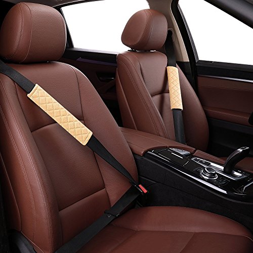 4 Pack Universal Car Seat Belt Pads, Adult Seat Belt Shoulder Strap Covers Harness Pad for Car/Bag,Soft Comfort Helps Protect You Neck Shoulder from The Seat Belt Rubbing (4pack-Beige) - color: beige