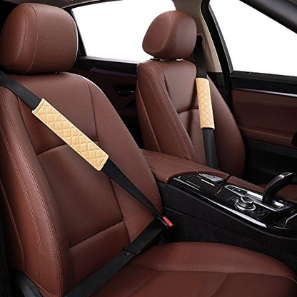 4 Pack Universal Car Seat Belt Pads, Adult Seat Belt Shoulder Strap Covers Harness Pad for Car/Bag,Soft Comfort Helps Protect You Neck Shoulder from The Seat Belt Rubbing (4pack-Beige) - color: beige