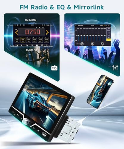 Single Din Radio with Wired CarPlay & Android Auto, 7" HD Touch Screen,Single Din Car Stereo with Mirror Link, SWC, FM Radio, Bluetooth,USB/Type C, EQ for Car Audio - style: Dual USB & Center knob