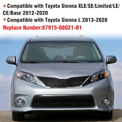 Moonlinks Compatible with Toyota Sienna 2012 2013 2014 2015 2016 2017 2018 2019 2020 Right Passenger Side Mirror Cover Replacement, Gray Right Side Clip-on Mirror Cap Replaces for 87915-08021-B1 - color: Right Gray