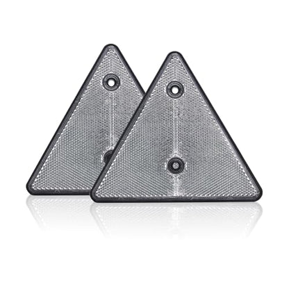 Tail Rear Back Marker Indicator Triangle Automotive Reflectors for Car Van Truck Trailer - White - Pack of 2