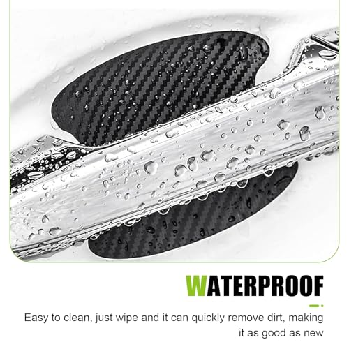 8 PCS Car Door Handle and Bowl Protectors, Leather Anti-collision Paint Protection Cover, Sporty Carbon Fiber Scratch-cover Decorative Sticker, Universal Self-adhesive Film for Cars (Black)