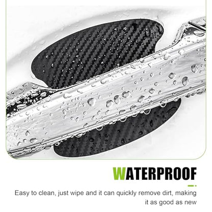 8 PCS Car Door Handle and Bowl Protectors, Leather Anti-collision Paint Protection Cover, Sporty Carbon Fiber Scratch-cover Decorative Sticker, Universal Self-adhesive Film for Cars (Black)