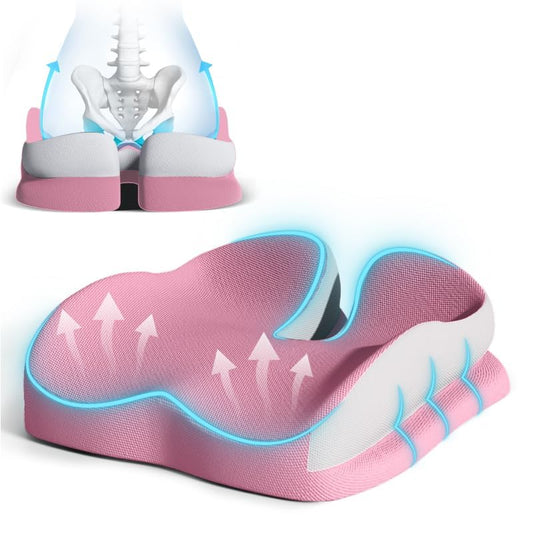Seat Cushions for Office Chairs Wheelchair Cushion for Long Sitting Back Pain，Memory Foam Seat Car Computer Desk Chair Cushion，Coccyx Cushion for Tailbone Pain Relief Cushion Office Chair Butt Pillow - color: Pink