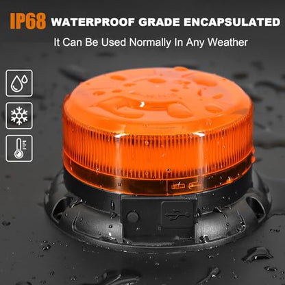 AnTom Magnetic Wireless Strobe Light, Waterproof Rechargeable LED Beacon Lights for Trucks, Vehicle Emergency Flashing Warning, forklifts,Tractors,Golf Carts,Cars - color: Amber