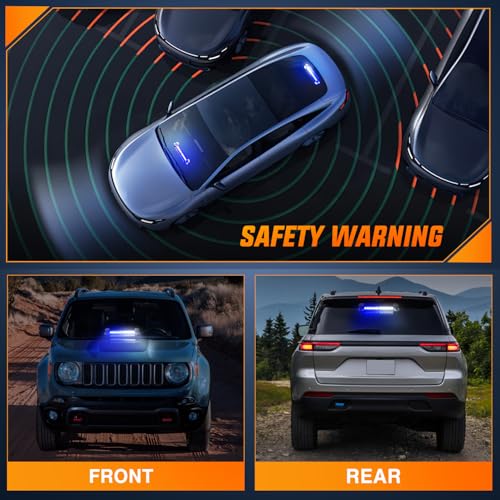 Nilight 12LED Traffic Advisor Strobe Light Bar Blue White Emergency Warning Hazard Safety Dash Front/Rear Windshield Flashing Lights for Cars Trucks Police Firefighter Plow Construction Vehicles - color: Blue White