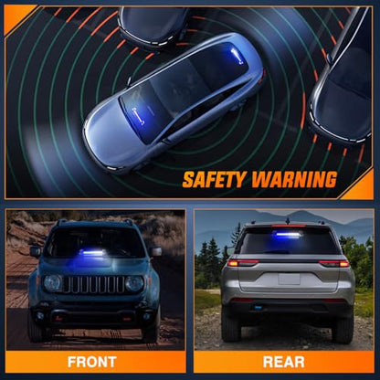 Nilight 12LED Traffic Advisor Strobe Light Bar Blue White Emergency Warning Hazard Safety Dash Front/Rear Windshield Flashing Lights for Cars Trucks Police Firefighter Plow Construction Vehicles - color: Blue White