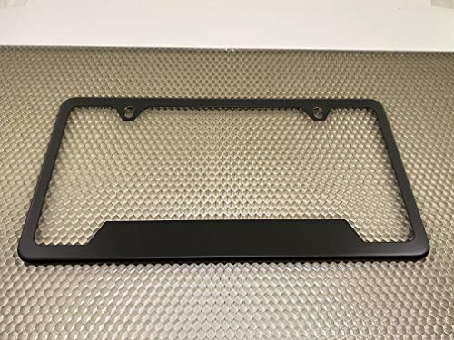 Premium Corrosion-Resistant Stainless Steel Matte Black Powder Coated 2-Hole Standard CAR Heavy Duty License Plate Frames with Free Set of Screws and caps - Set of 2 Frames - size: Set of 2 frames