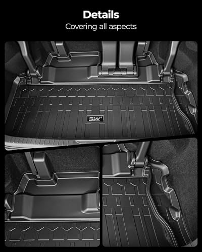 3W Floor Mats & Trunk Mat for Toyota Sienna 2021-2026 LE/XLE(Only for 8 Seat), TPE All Weather Custom Fit Floor Liner for Sienna 1st, 2nd and 3rd Row and Cargo Mat, Black - size: 1. Toyota Sienna 8 Seat|21-26|Full Mats
