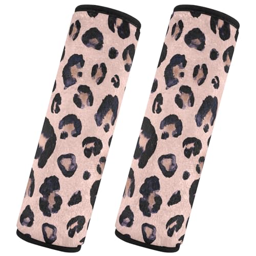 senya Pink Black Leopard 2 Pack Soft Auto Seat Belt Cover Seatbelt Shoulder Pad for More Comfortable Driving, 10 x 7.7 inch - color: Color 2