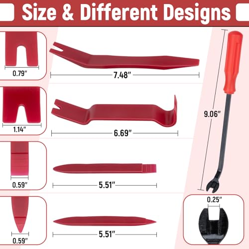 BFXM 5PCS Auto Trim Removal Tool kit, Car Clip Pry Tools Kit No Scratch Plastic, Car Door Panel Rivet Pliers Tool Kit, Automotive Interior Fastener Puller Remover Body Repair Set for Car (Red) - color: Red